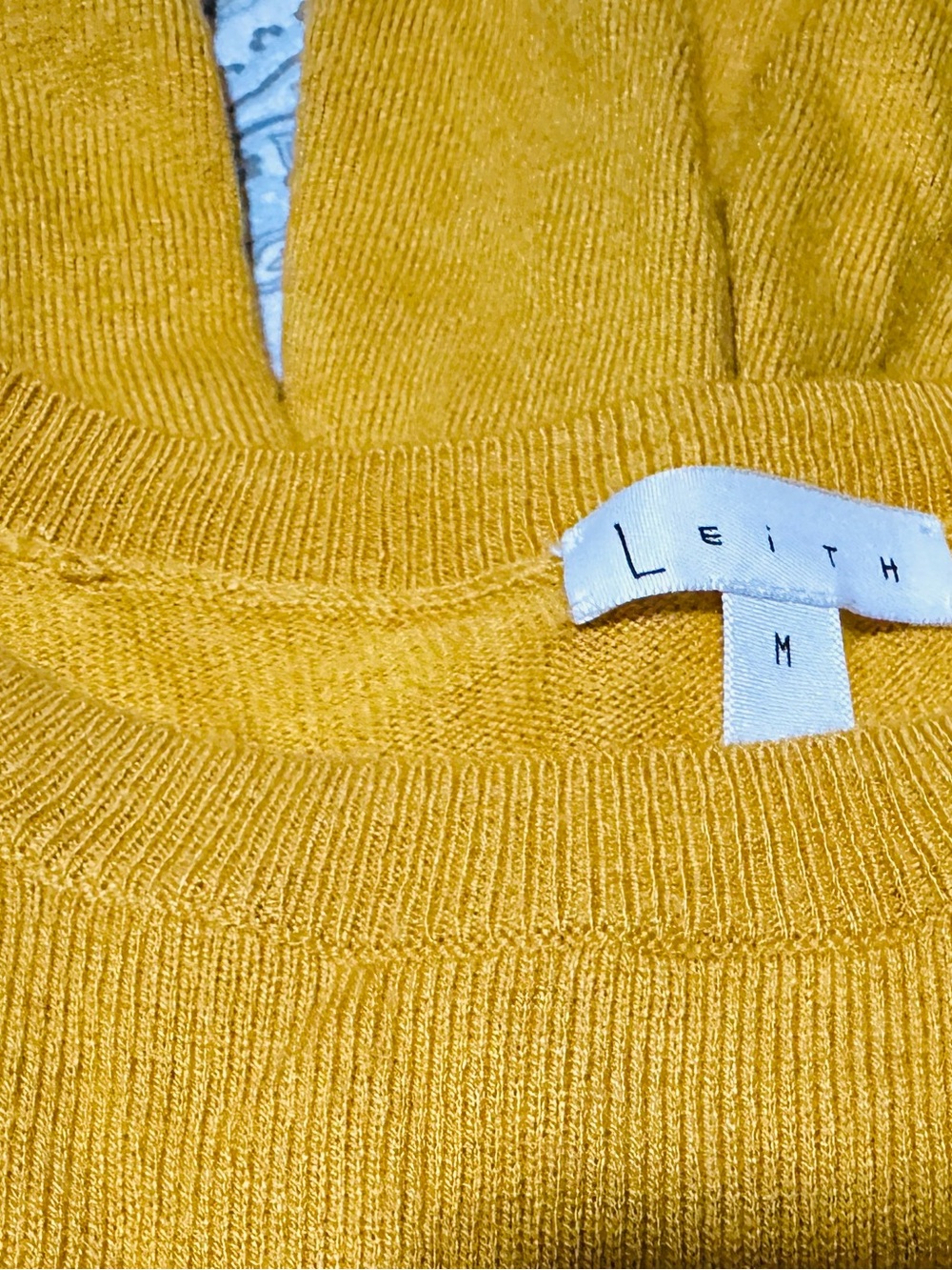 Leith Golden Yellow Ribbed Knit Top - M